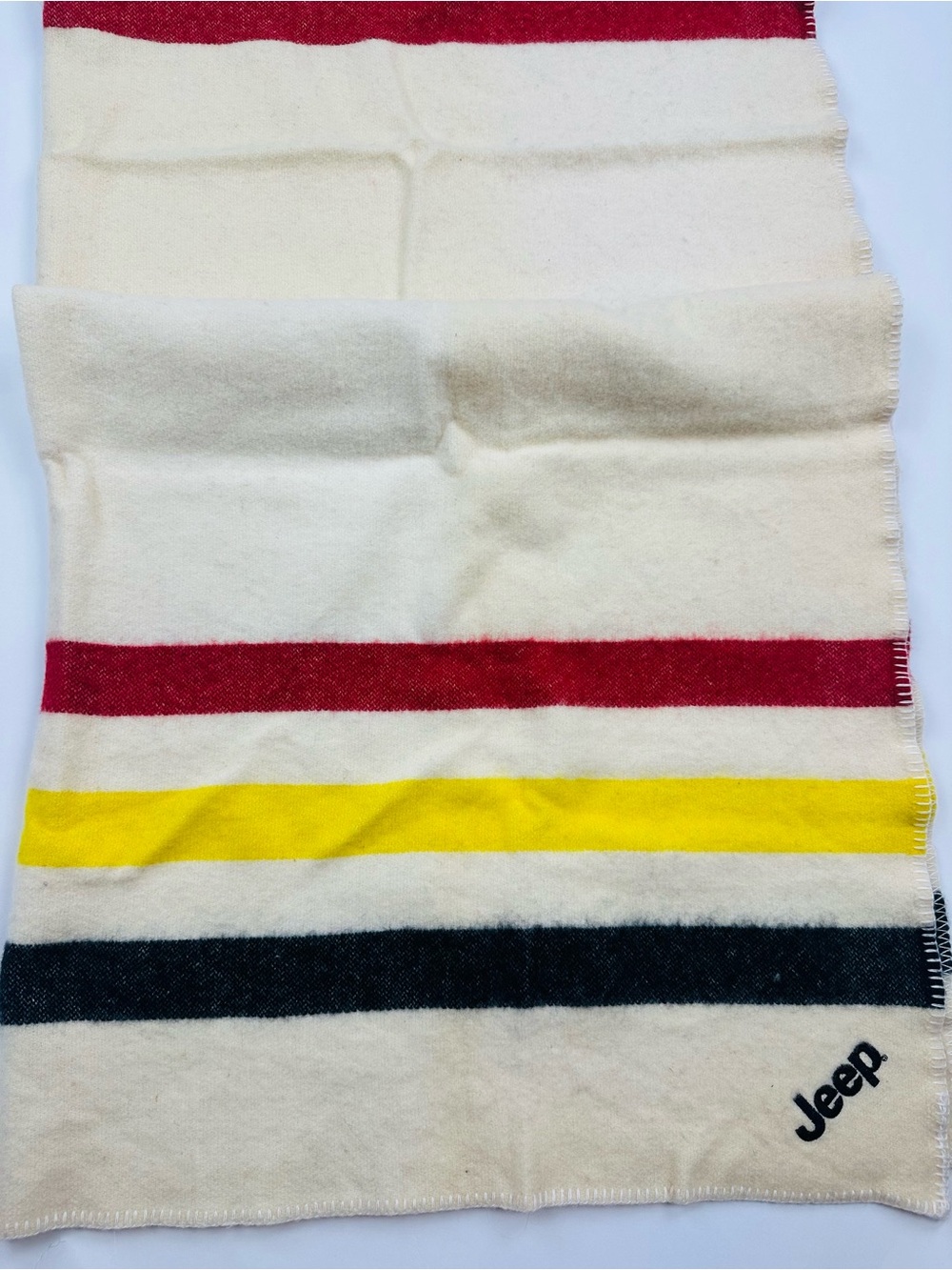 Jeep Vintage Faribo Pure Wool Faribault Woolen Mill Logo Blanket 58 x 51 inches